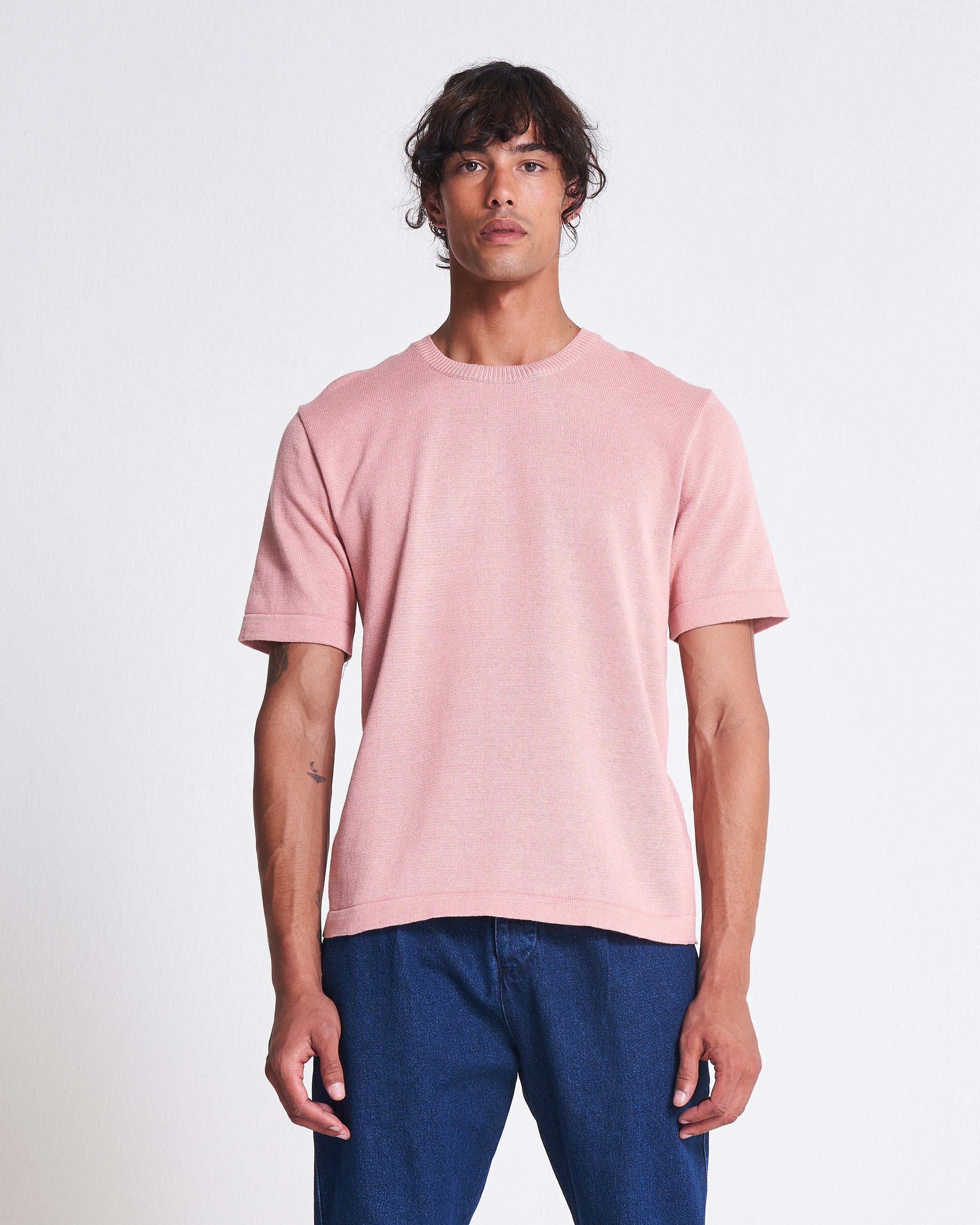 Knitted Tee in Dusty Pink