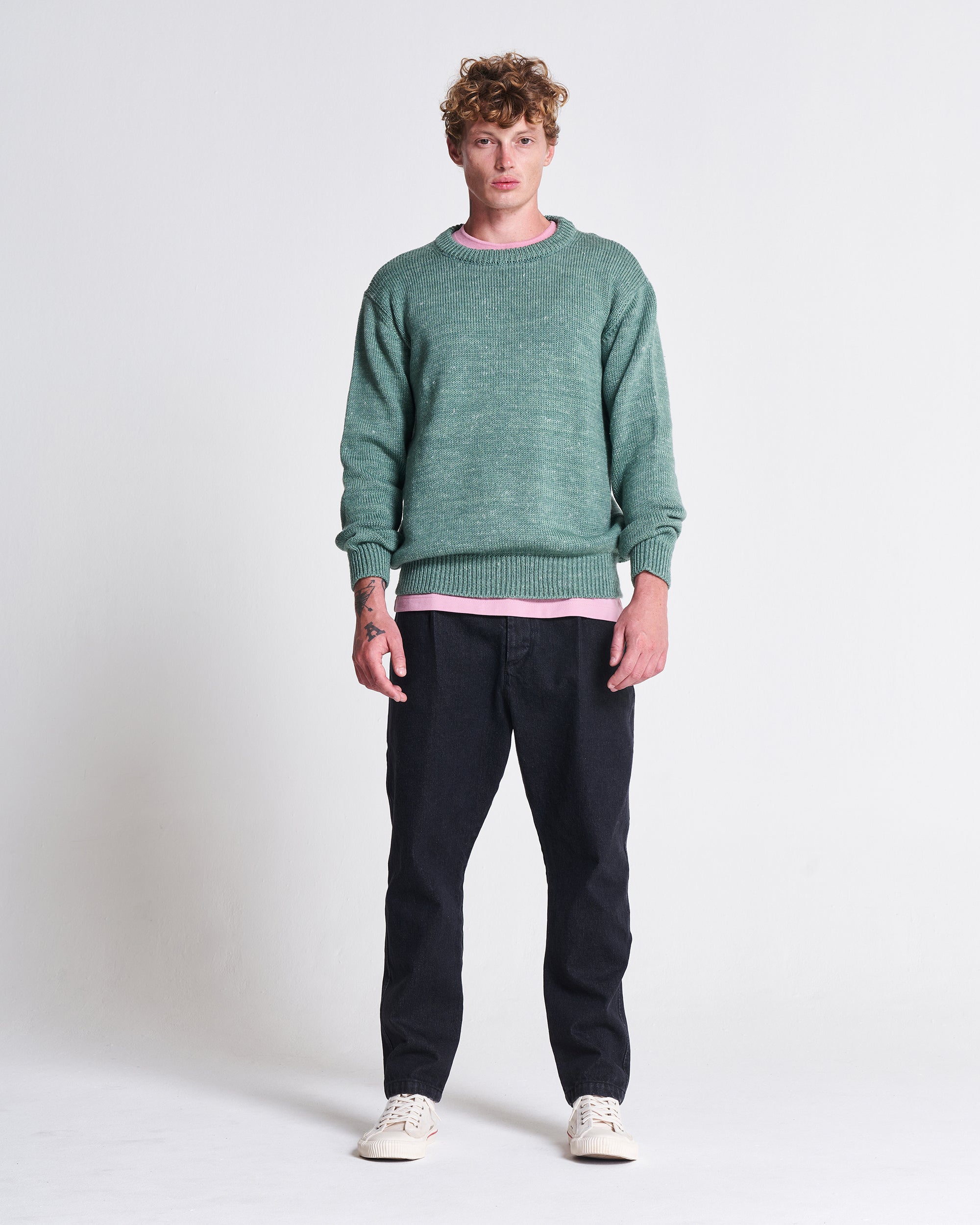 The 1kg Wool & Linen Sweater in Myrtle Green