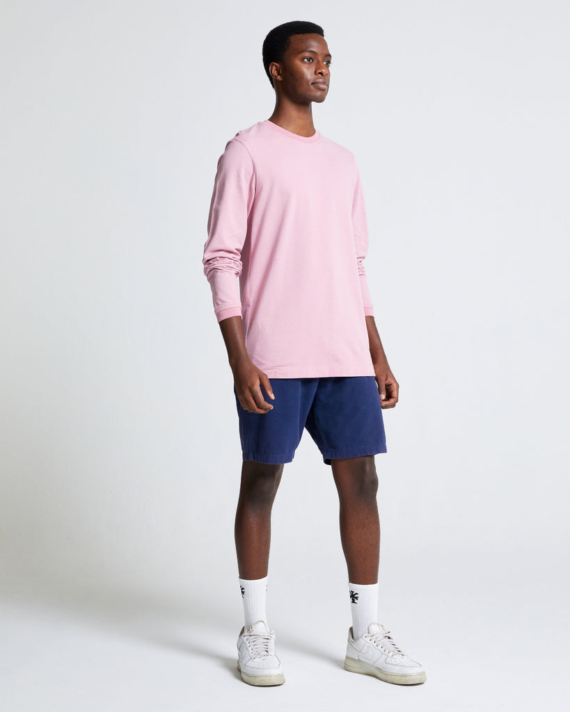 Long Sleeve Pique Tee in Cotton shade Dusty Pink